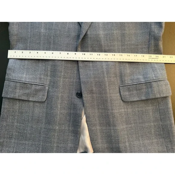 Jos. A. Bank Silk Wool Sport Coat Men 42L Blue Windowpane 2-Button Blazer Jacket